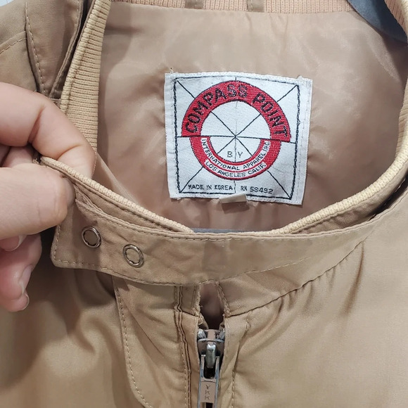 Vintage Compass Point Las Angeles Members Only Bomber Tan Jacket Sz XL - Picture 4 of 9